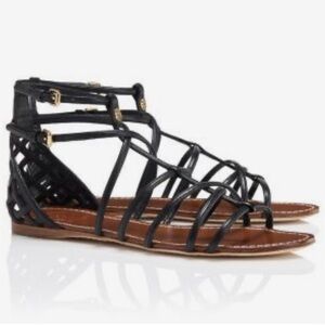 Tory Burch Brooke Leather Gladiator Sandals Black